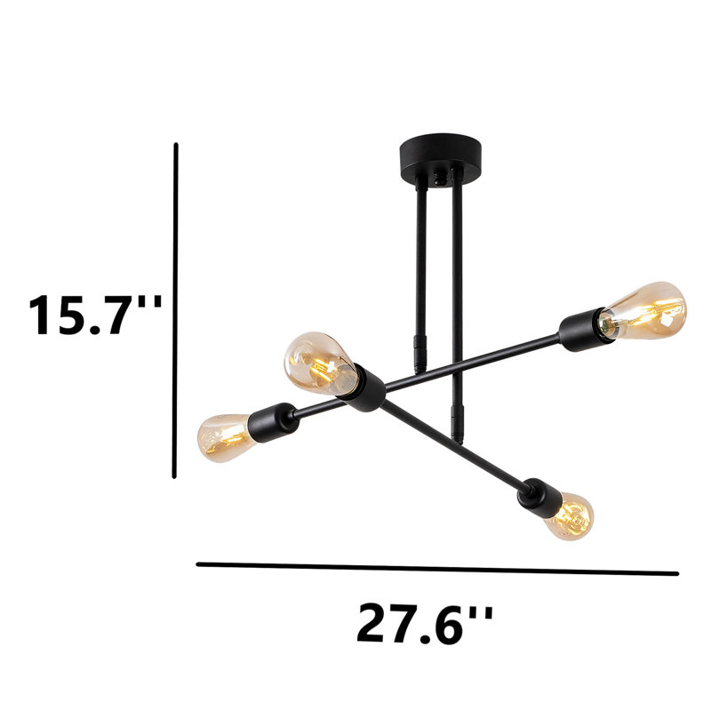 Lustre spoutnik noir 4 lumières