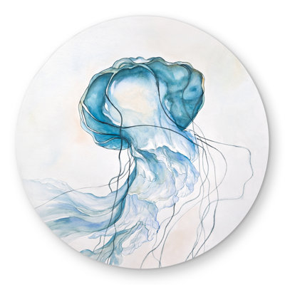 Jellyfish Moving - Marine Animals Outdoor Round Area Rug