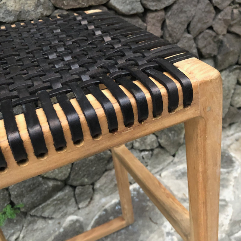 Manders Counter Stool, Light Oak, Black