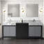 Double Bath Vanity with Castle Grey Marble Top and Chrome Faucet Set