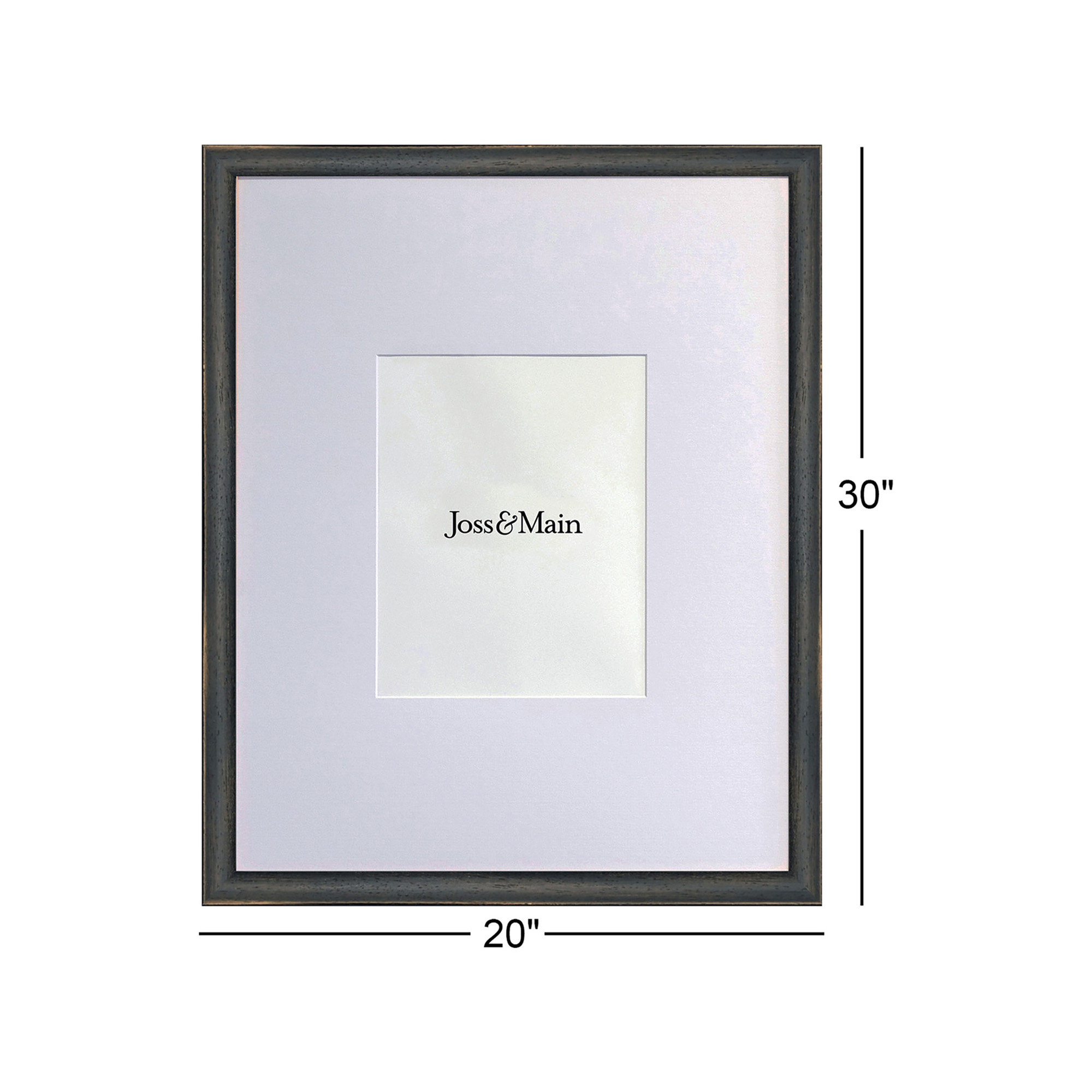 Mabe Wood Beveled Picture Frame with Mat, Black, 20" x 30"