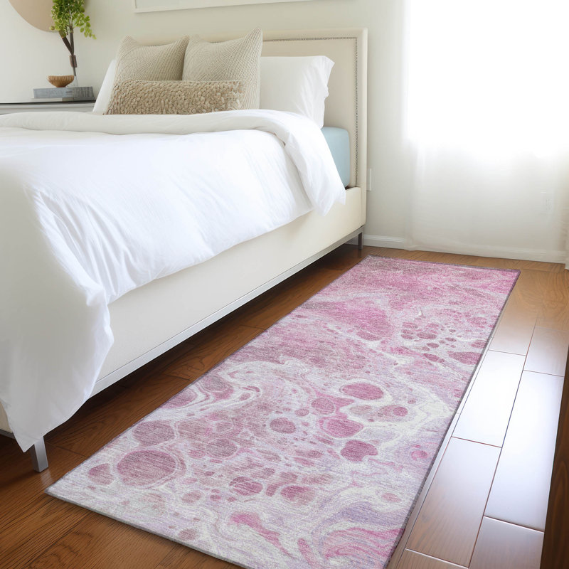 Machine Washable Indoor/Outdoor Cinead ACN1705 Pink Rug, Runner 2'3" x 7'6"