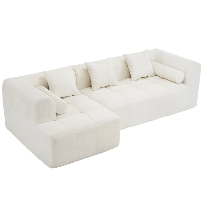 2 - Piece Upholstered Sectional, Beige Chenille