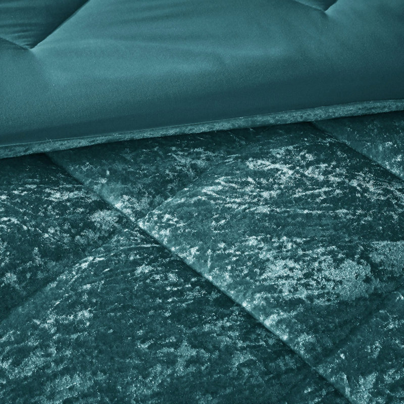 Ensemble d'édredon en velours avec coussin décoratif King / Cal King, Sarcelle
