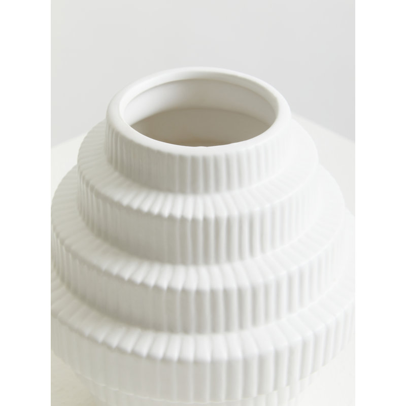 Antonietto Earthenware Table Vase, 16cm H x 15cm W x 15cm D, White