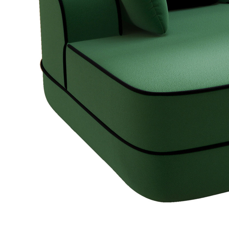 Ensemble de salon modulaire 2 pièces 106 po avec méridienne gauche et coussins, vert, sans assemblage, passepoil contrastant