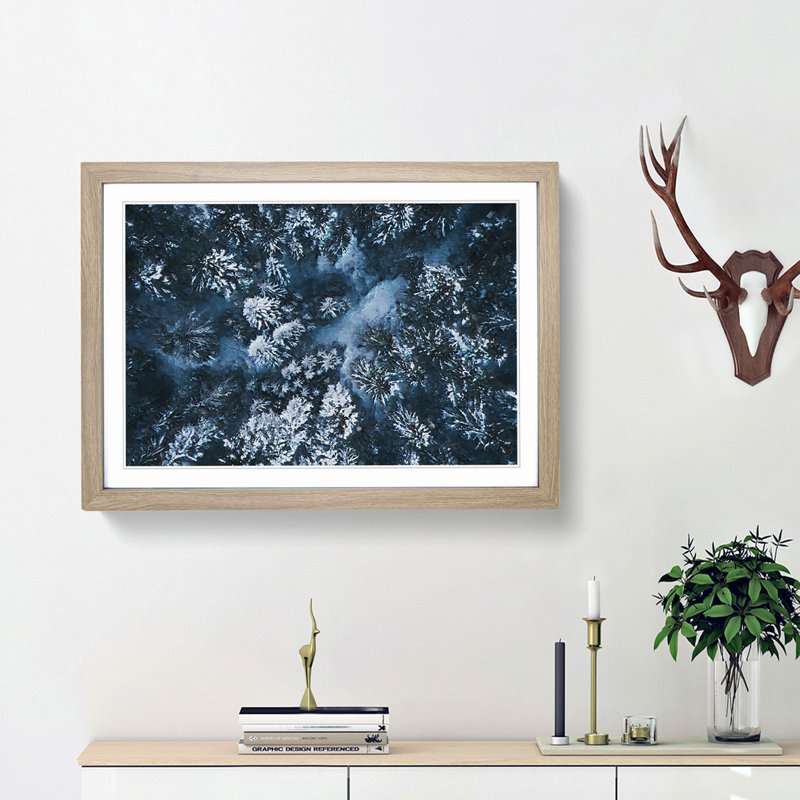 Winter Forest in Bavaria Germany - Picture Frame Painting Print, 27cm H x 36cm W x 2cm D, Oak Framed