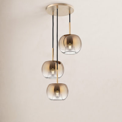 Samar 3 Light Glass Steel Pendant
