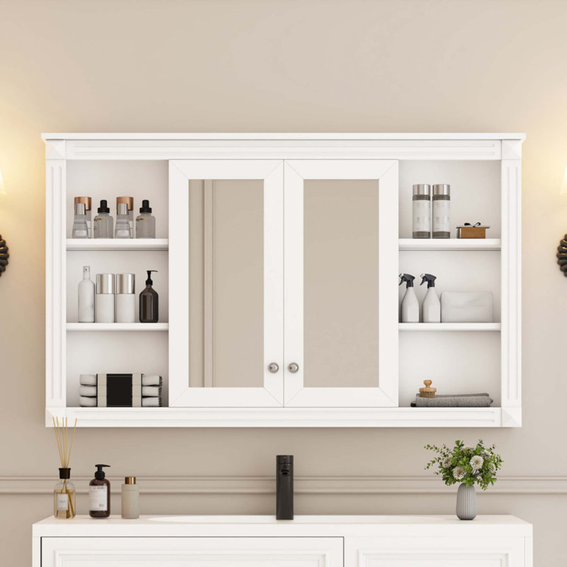 Armoire de toilette avec miroir 47 po, Blanc