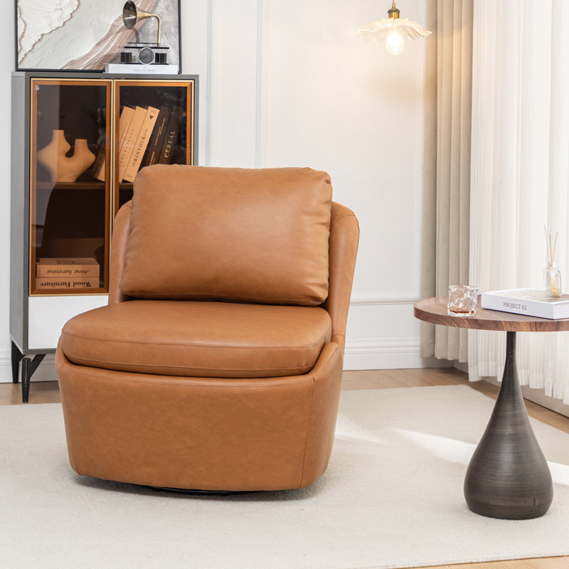 Fauteuil pivotant sans accoudoirs Oliver, Similicuir brun clair