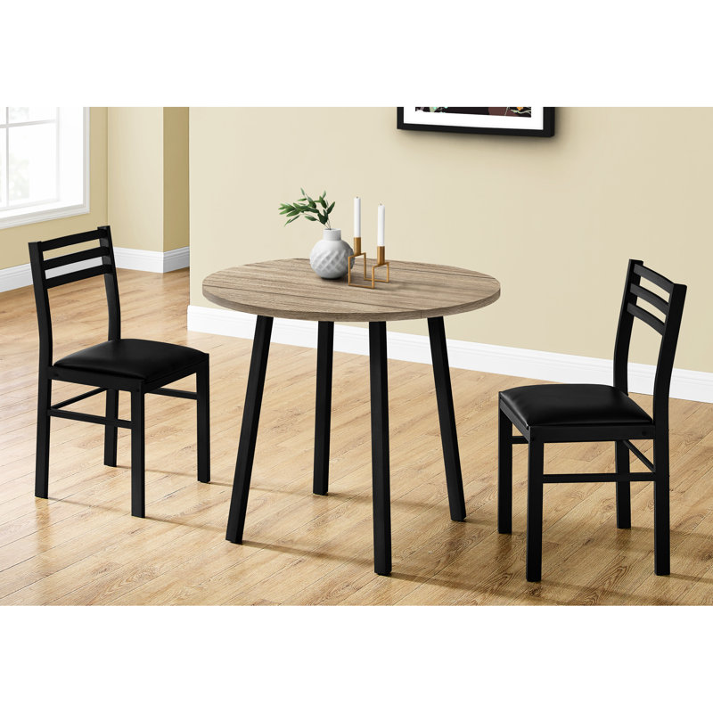 Petite table de salle à manger à 3 abattants, métal noir, finition taupe, table 3, essentiel pour la cuisine