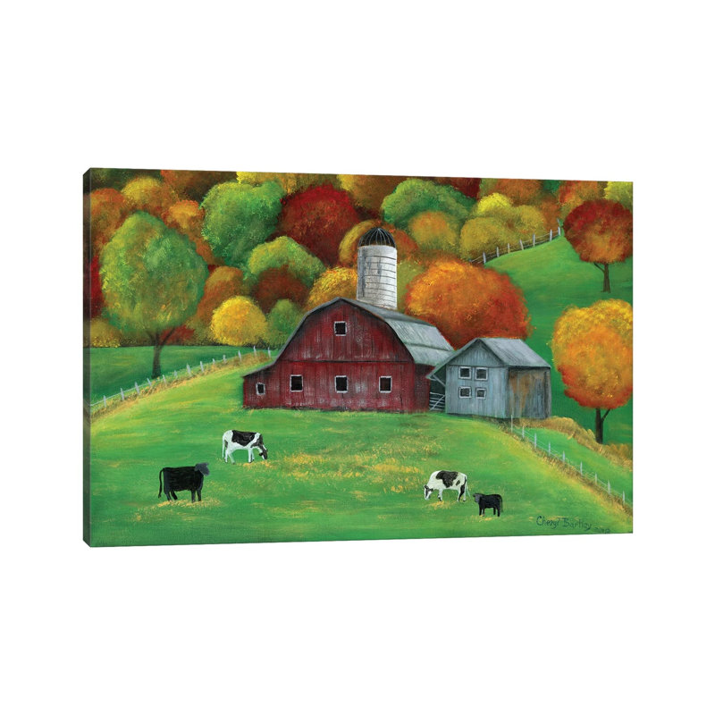 Colors Of Autumn Barnyard by Cheryl Bartley - Print on Canvas, 30.48 cm H x 45.72 cm W, Wrapped Canvas