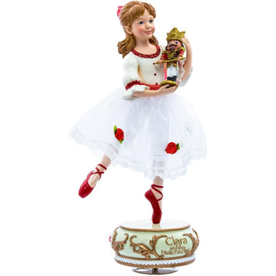 Décoration de table musicale à enroulement Kurt Adler, Clara avec casse-noisette de The Nutcracker Suite, 11,5 po