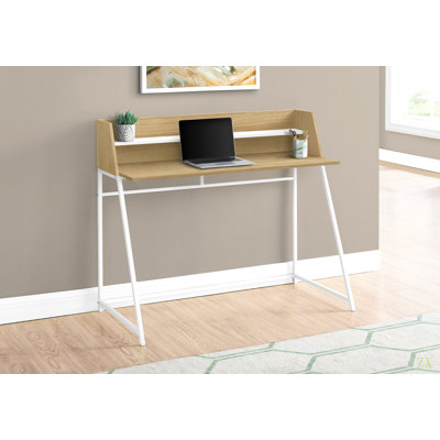 Bureau d'ordinateur, bureau personnel, ordinateur portable, tablettes de rangement, L 48 po, métal stratifié, contemporain, moderne