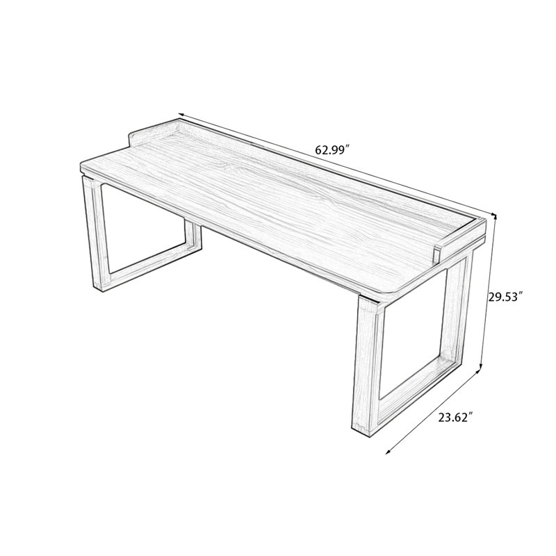 Bureau rectangulaire en bois massif brun noisette, H 29,53 po x l 62,99 po x P 23,62 po