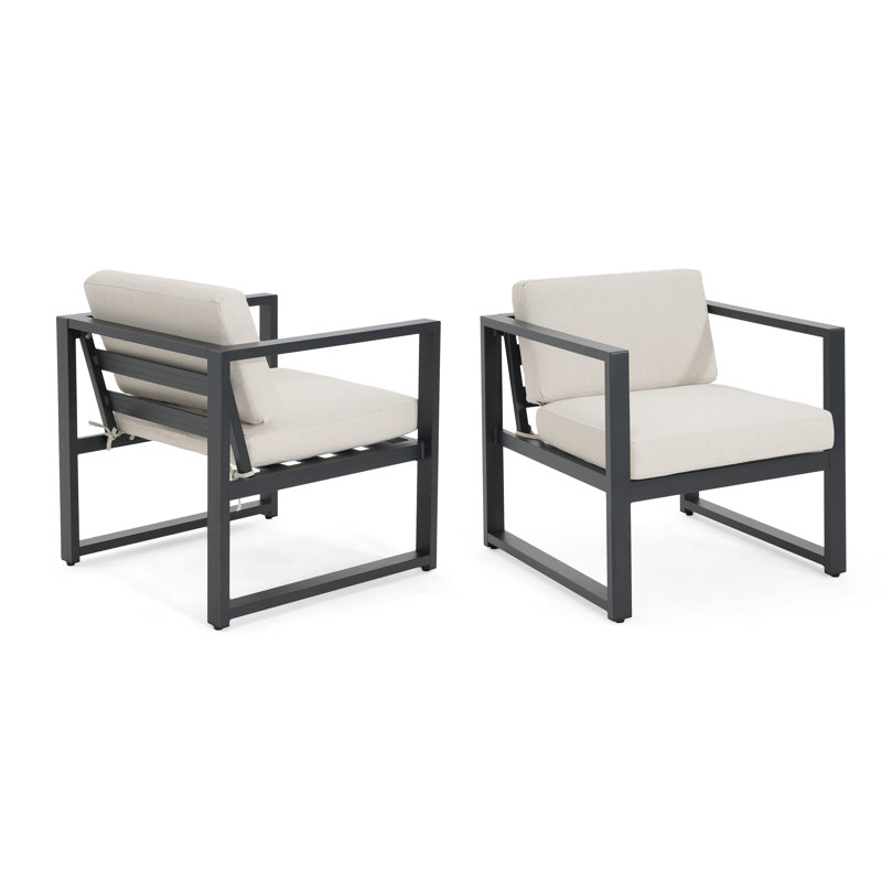 Chaise de patio avec coussins Withernsea, Gris foncé