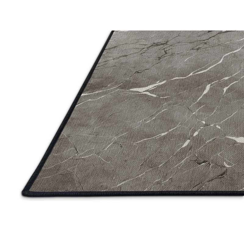 Machine Washable Black Area Rug, Square 3'