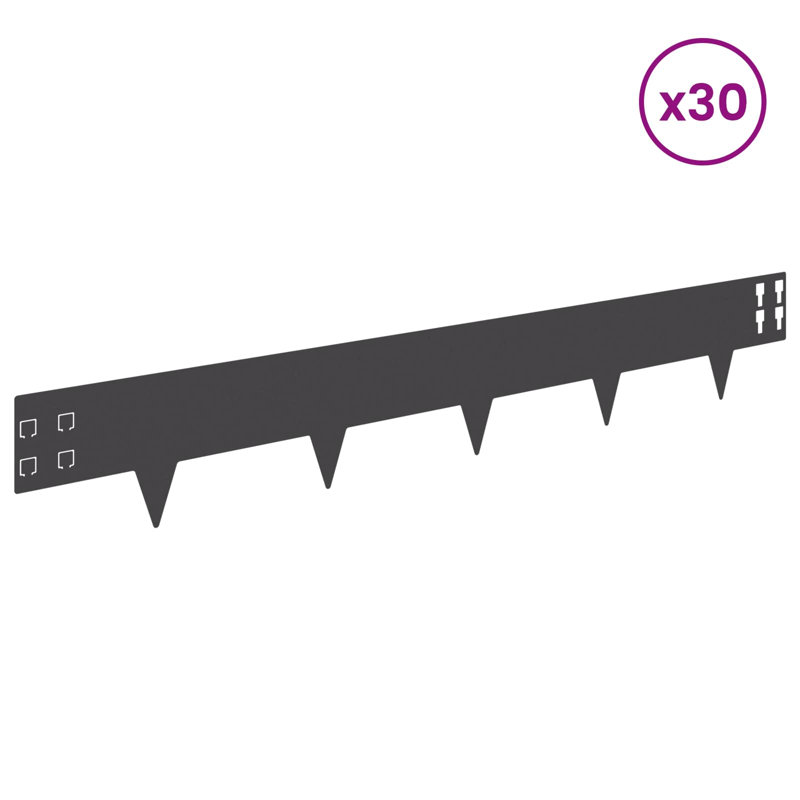 100cm W Steel Lawn Edging, Black, 15cm H x 100cm W