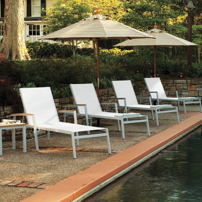 Travira 8 Piece Chaise Lounge Set, Natural Sling, Teakwood Natural