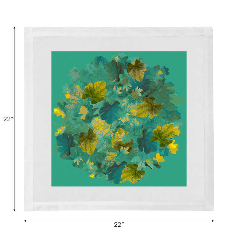 Fallen Leaves Cotton Sateen Dinner Napkins, Peacock
