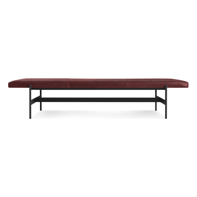 Daybench Leather Dining Bench, Ink Genuine Leather, Oblivion, 14" H x 75" W x 24" D