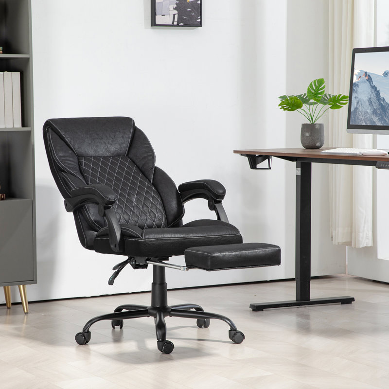 Fauteuil de direction avec repose-pieds HOMcom, Noir
