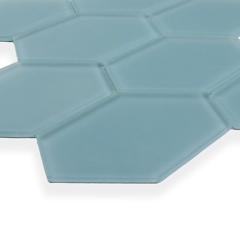 Long Hex 10.60in.x11 in. Glass Mosaic Tile, Skyline Matte