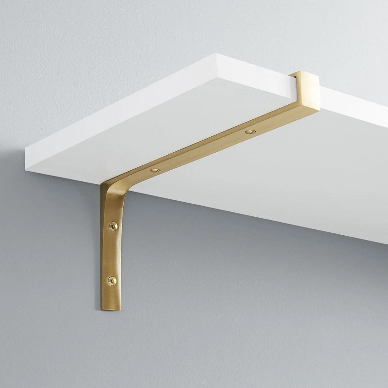 Gehler Solid Brass Shelf Bracket, 5.5" H x 10" W x 0.88" D, Satin Brass