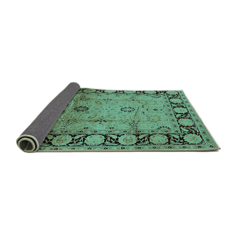 Tapis oriental en laine / polyester tissé à la machine en bleu, Rond 6 pi