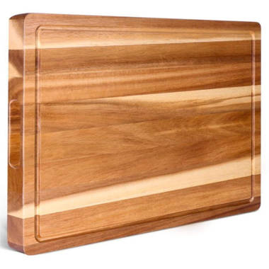 Sabatier Large Cutting Board with Perimeter Juice Trench and Recessed Handles, Reversible Kitchen Chopping Board, Bread Board with Built-in Grooves, 1