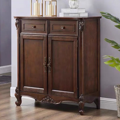 Dark-walnut Solid Wood Shoe Storage Bench