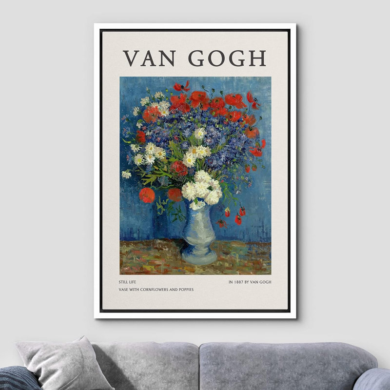 Fleurs de maïs et coquelicots, H 36 po x l 24 po x P 1,5 po, Blanc