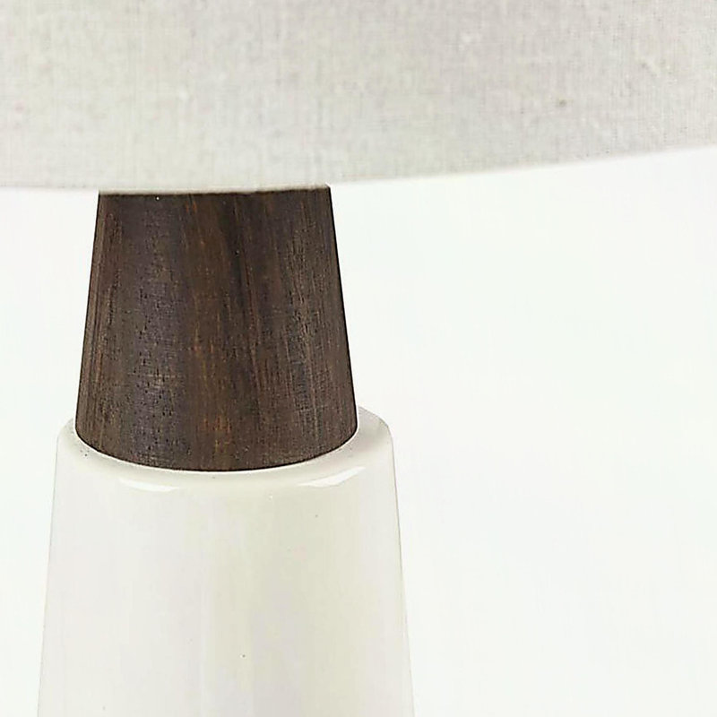 Triangular Ceramic and Wood Table Lamp