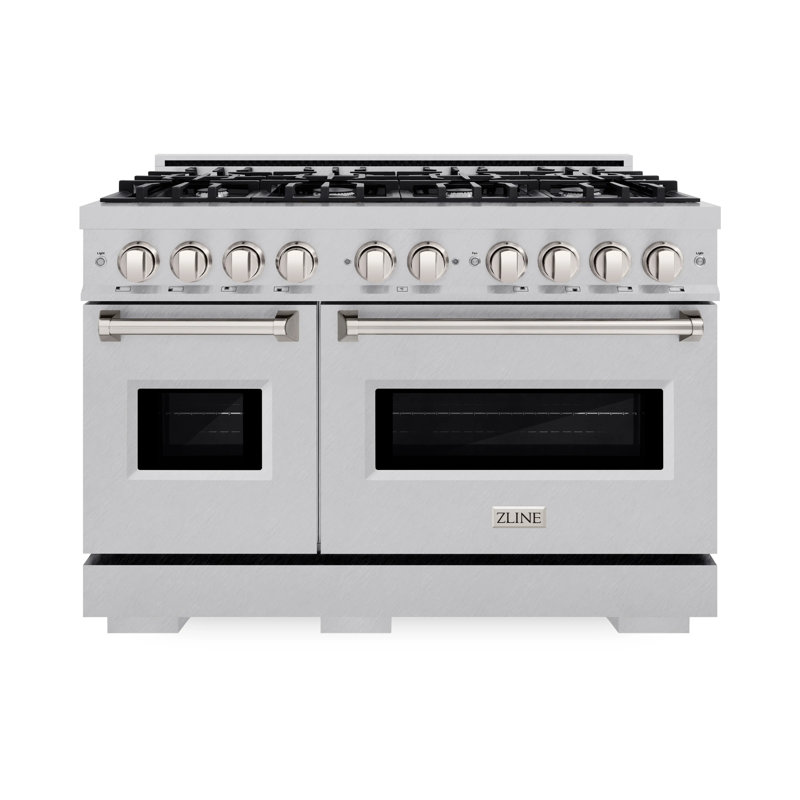 48" Stainless Steel Double Oven Gas Range with 8 Burners