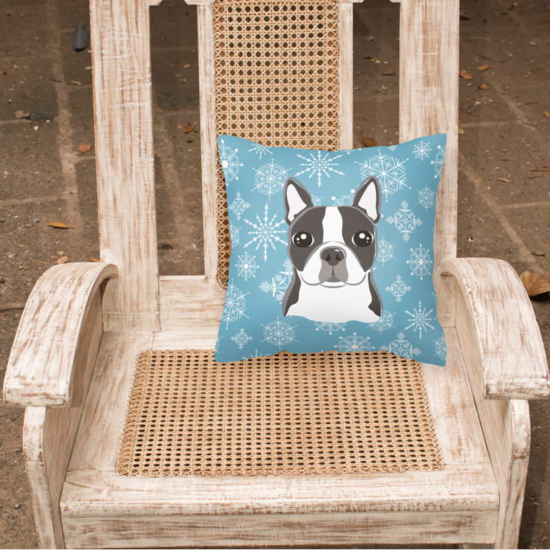  Coussin Snowflake Boston Terrier
