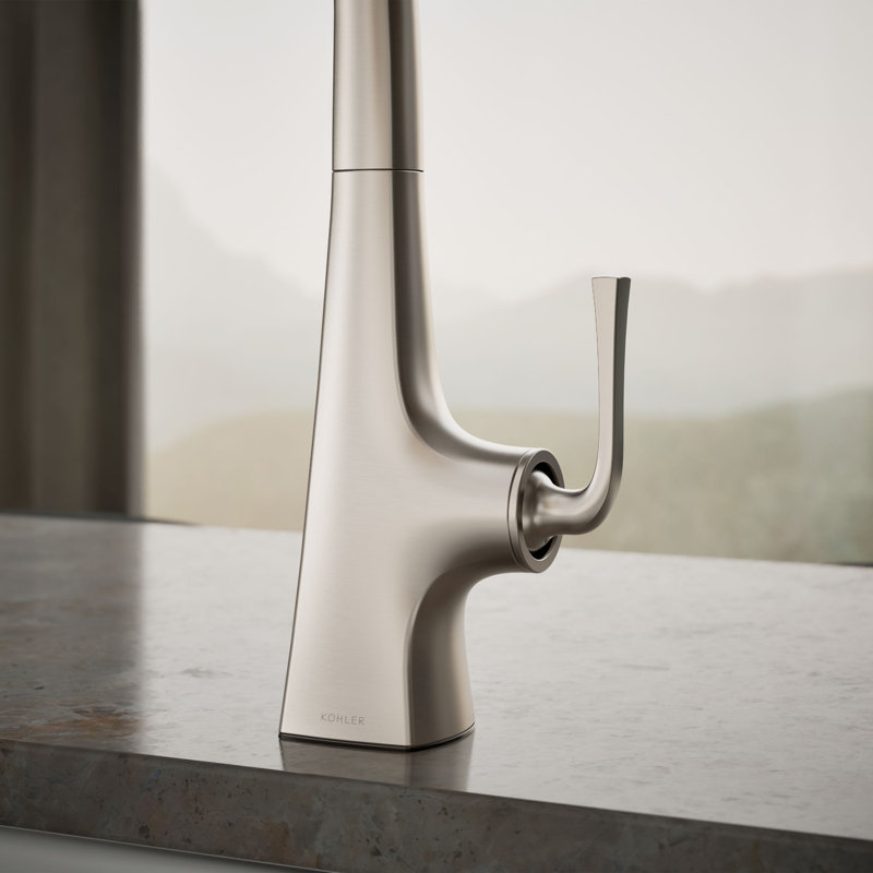 Graze Kitchen Sink Swing Spout Faucet With Sidespray, Vibrant Stainless