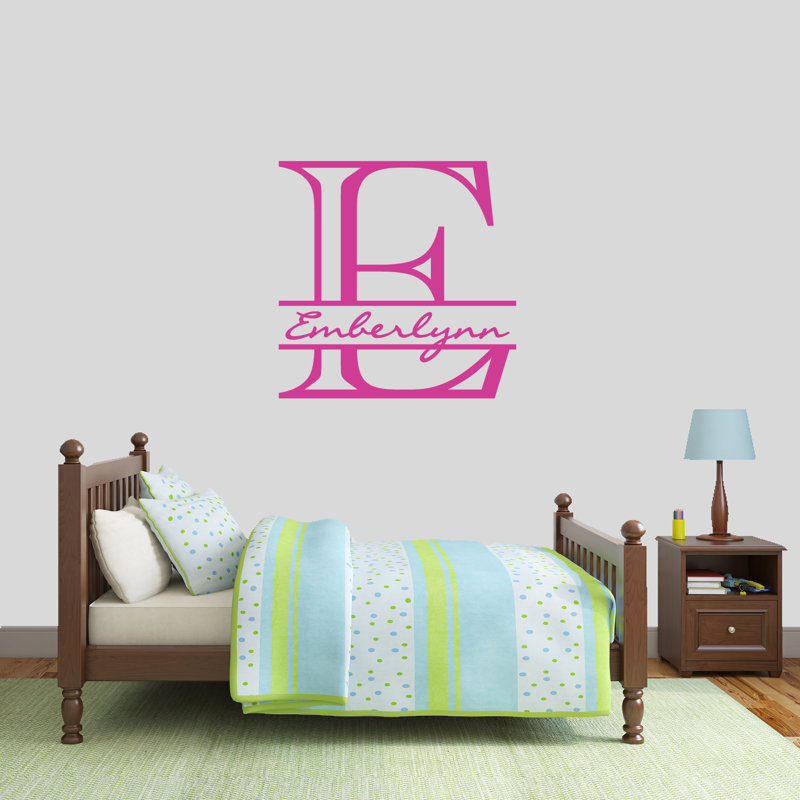 Décalcomanie murale personnalisée avec nom de monogramme, Rose vif, Oui