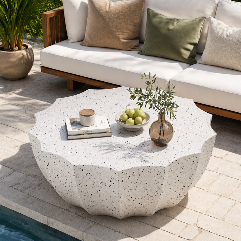 Table basse imperméable 35,43 po MgO, 15.35" H x 35.43" W x 35.43" D, White
