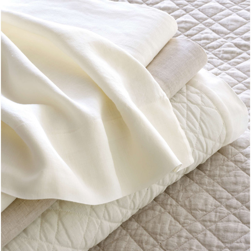 Washed Linen Quilt, King Quilt, Natural