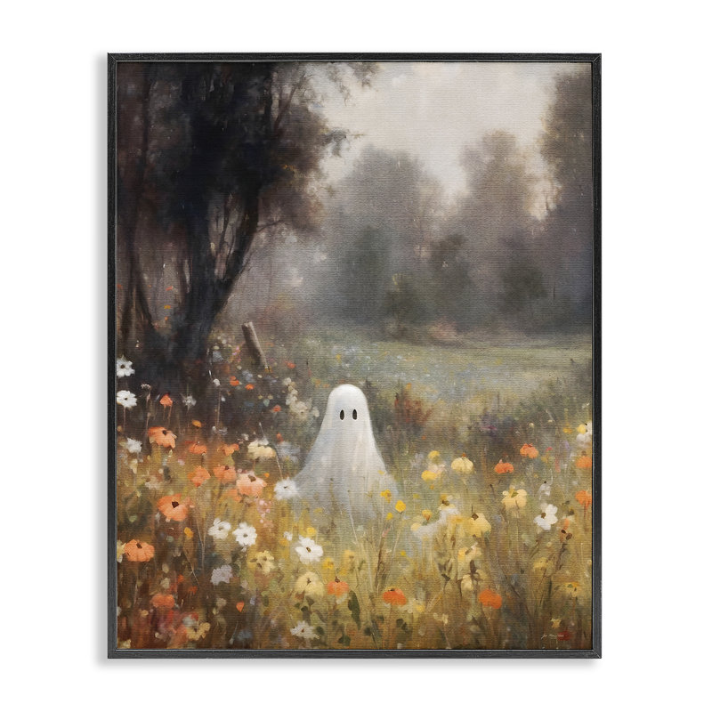 «Ghost in Peaceful Flower Meadow», estampe numérique par Jo Moulton, H 30 po x l 24 po, Giclée encadrée noir minuit