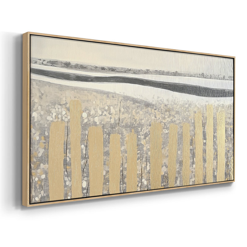 Série abstraite - DLXIV - Toile tendue avec châssis encadré - Prêt à être accroché, H 25 po x l 49 po, Naturel