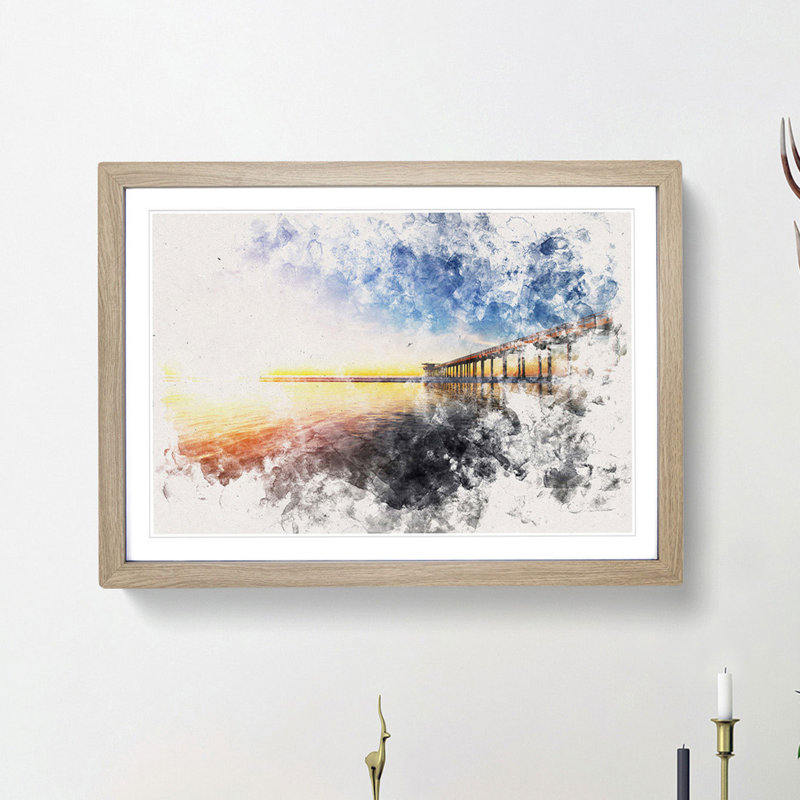 Pier in San Diego - Framed Print, 62cm H x 87cm W x 2cm D, Oak Framed