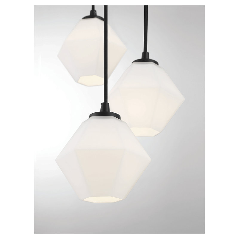 Lustre 5 lumières Meridian, Noir mat, Givré