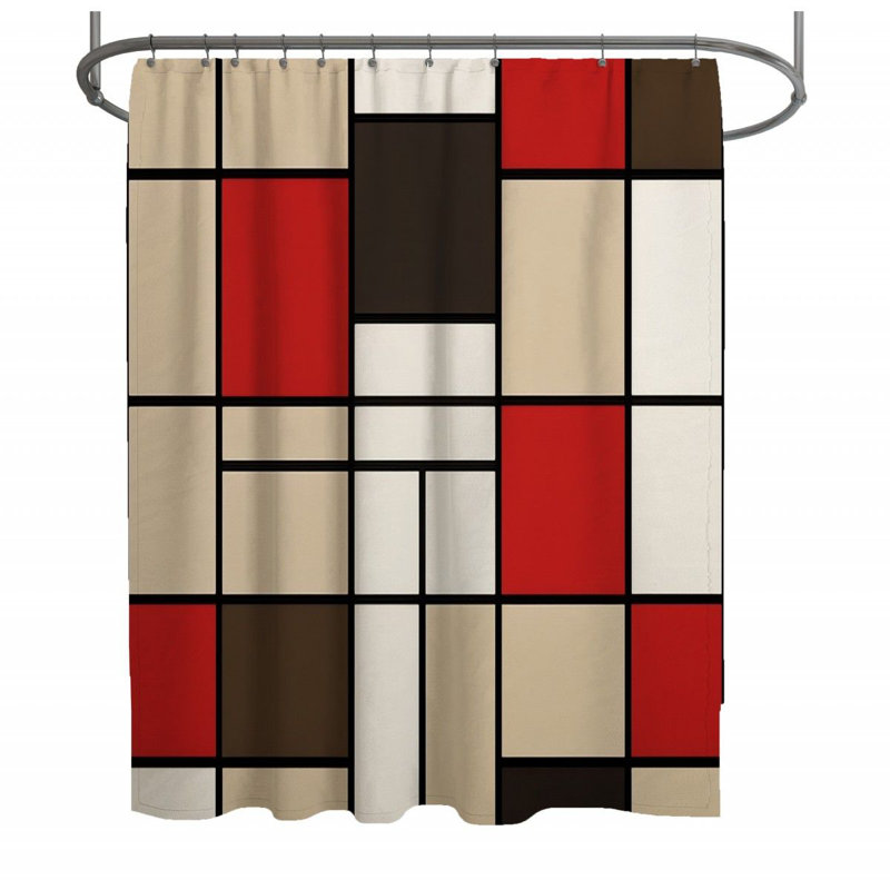 Rideau de douche Mondrian - décor de salle de bain moderne, H 93 po x l 70 po