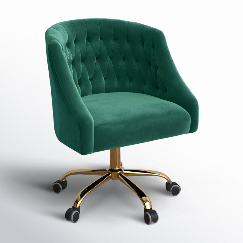 Chaise de travail en velours Doreen, Velours vert