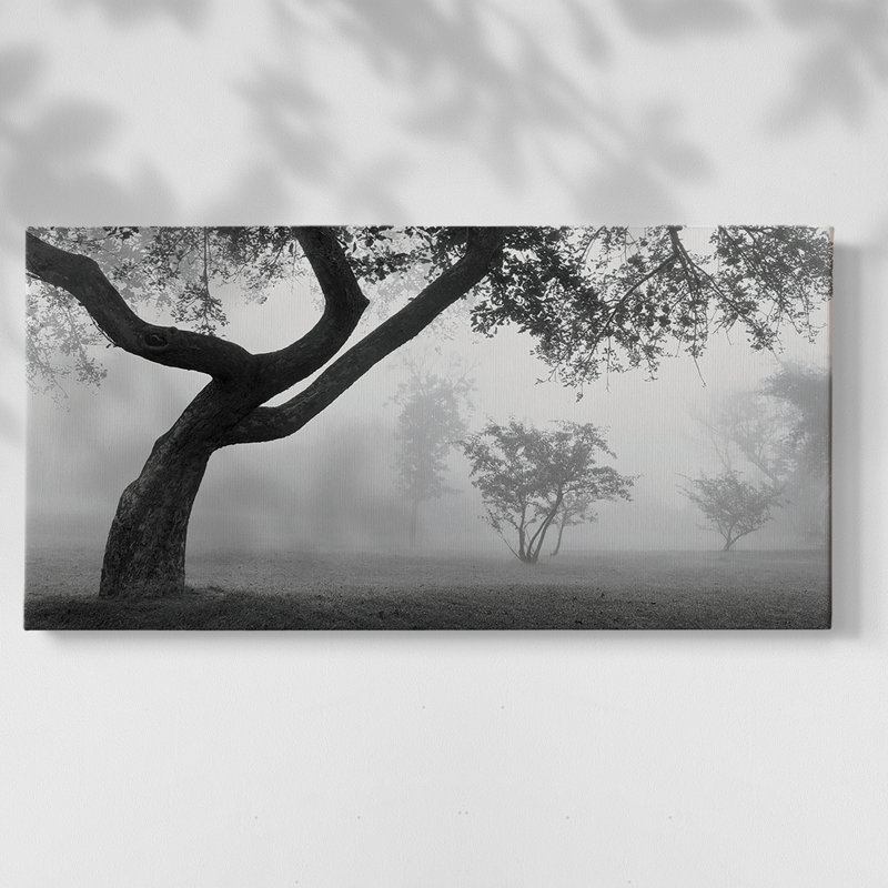 Into the Mist - Toile tendue avec châssis encadré - Prêt à être accroché, H 25 po x l 49 po, Doré