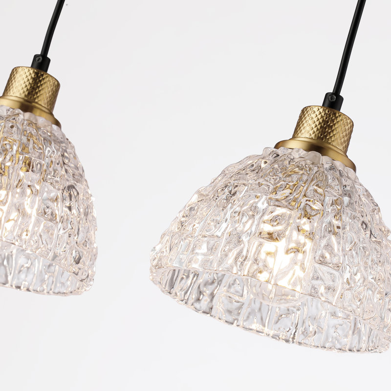 Abner Metal Pendant with Bark-Textured Glass Shades, 3 Lights