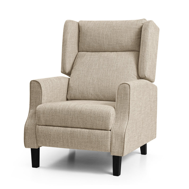 Angelah 73cm Wide Wing Chair Recliner, Khaki Polyester Blend