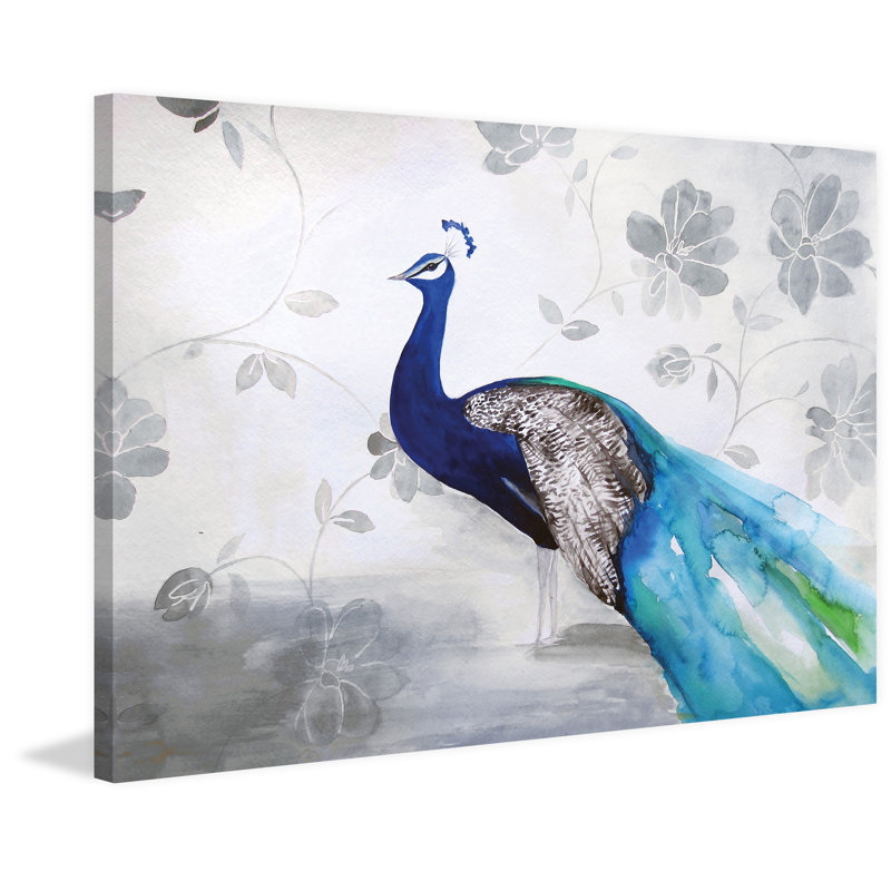 Peacock Fable Cool by Christine Lindstrom - Wrapped Canvas Painting, 61cm H x 91cm W x 3.81cm D