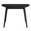 Table de salle à manger contemporaine en bois noir fini, avec un plateau de forme originale, idéale pour les petites pièces. Dimensions : 43 pouces de large, 39 pouces de profondeur, 30 pouces de hauteur. Style moderne et distinctif.